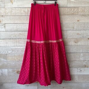 Vibrant hot pink gold print Wide-Leg Pants